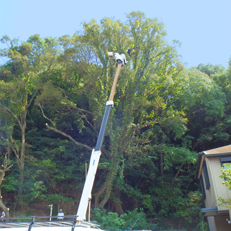 高所作業車での作業の様子